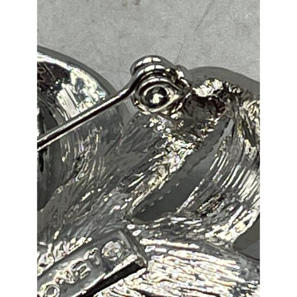 vintage monet brooch costume jewelry pin embellished foe diamond pearl 2" READ - Picture 4 of 6